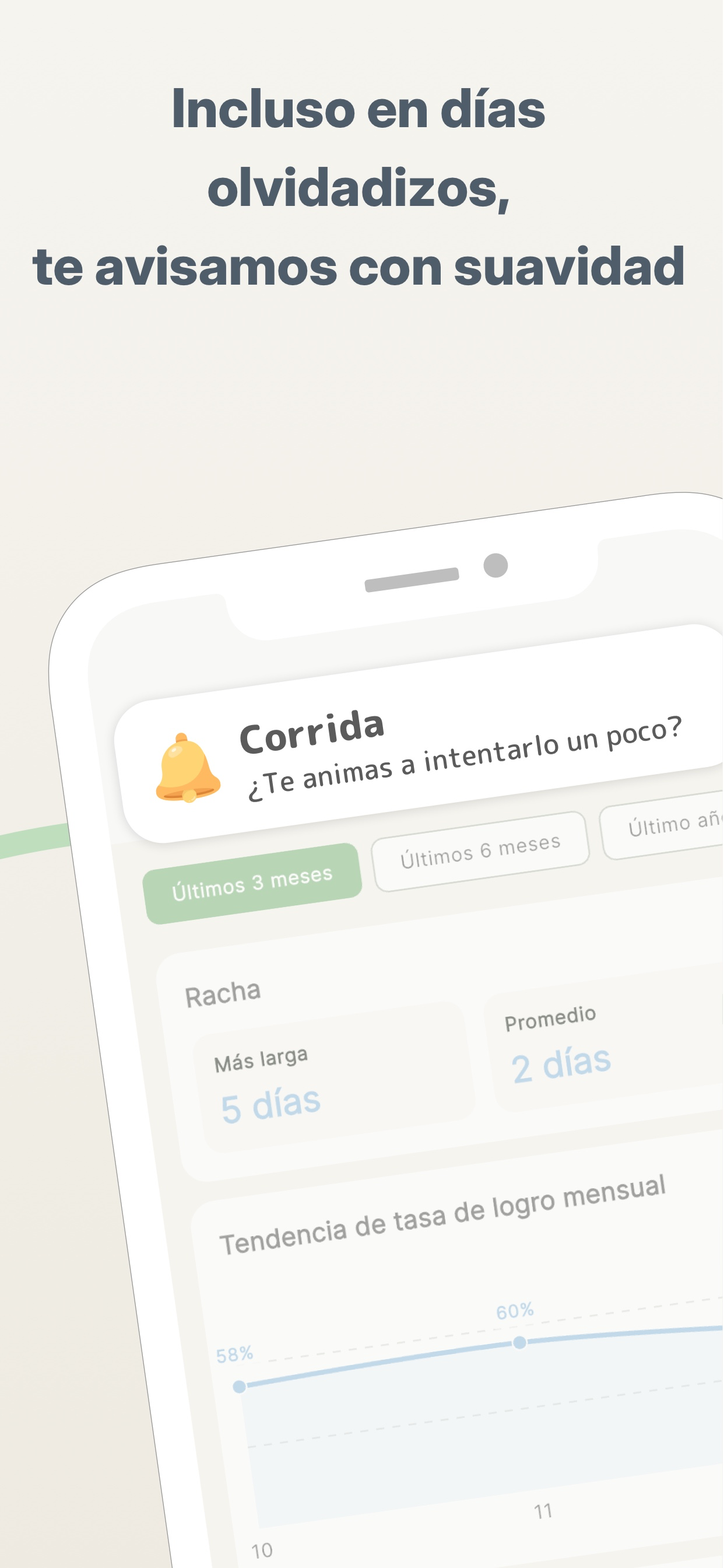 Recordatorio amable de hábito en Habitomo